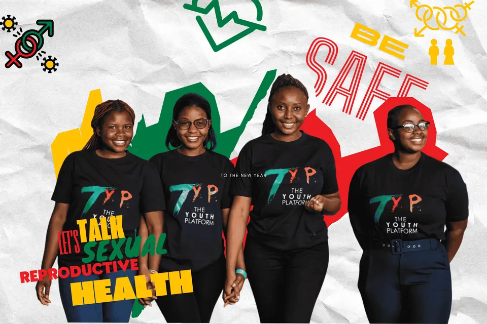 The Youth Platform campaign artwork: young women in branded T-shirts with health messages